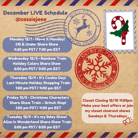 CASSIEJAEE SHOW SCHEDULE 🦋❤️ 12/3 SHOW RAINBOW TRAIN HOLIDAY EDITION 🚂🌈 - Picture 1 of 6